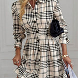 MARIA™ - Elegant Slimming Check Dress for Autumn & Winter