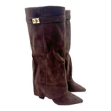SARAH™ - 4-Inch Heel Suede Long Heeled Fold-Over Buckle Boots for Women Stylish Walking Shoes