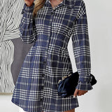 MARIA™ - Elegant Slimming Check Dress for Autumn & Winter