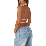 CHINIE™ – Chic Sleeveless Halter Neck Blouse