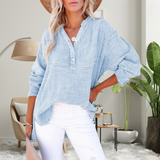BRYLIN™ - Casual Button V-Neck Long Sleeve Oversized Blouse