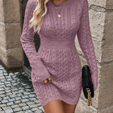 ALVA™ - Cable Knit Bodycon Sweater Dress with Round Neck for Fall & Winter