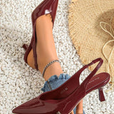 AMIRA™ - Women’s PU Leather Slingback Heels Simple Solid Color Pointed Toe Pumps