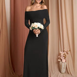 ANDREA™ - Women's Off-The-Shoulder Ruched Contrast Sequin Bodycon Dress