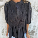 ELIZA™ - Pleated Button-Up Blouse