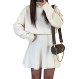 PHOEBE™ - Half-High Neck Loose Fit Knit Sweater Dress