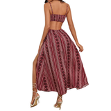 DELARA™ – Boho Print Backless Slit Dress