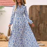 MOREN™ - Elegant Long Sleeve Floral Print A-Line Dress