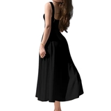 DELLA™ – Square Neck Tie-Back Midi Dress