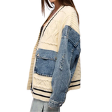 FLANNERY™ – Relaxed Denim Patchwork Knit Cardigan