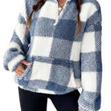 HILARY™ – Casual Plaid Half Zip Pullover