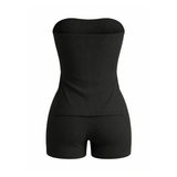 NOXIE™ – Ribbed Side-Slit Tube Top & Shorts Two-Piece Set