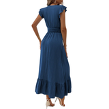 VELARA™ – Shirred V-Neck Summer Dress