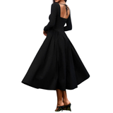 NICOLETTE™ – Sexy Open-Back Pleated Midi Dress