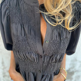 ELIZA™ - Pleated Button-Up Blouse