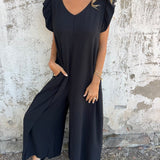 CASSANDRA™ - Trendy V-Neck Jumpsuit
