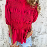 ELIZA™ - Pleated Button-Up Blouse