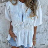ELIZA™ - Pleated Button-Up Blouse