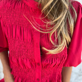 ELIZA™ - Pleated Button-Up Blouse