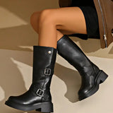 JEAN™ - Women's Thick Heel Knee-High Boots Round Toe Slim Fit High-Top Shoes in Soft Leather