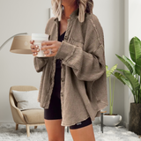 FAYE™ - Cozy Loose Fit Batwing Sleeve Button Down Jacket