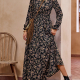 MOREN™ - Elegant Long Sleeve Floral Print A-Line Dress