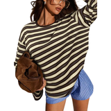 ROSINA™ – Classic Striped Long Sleeve Fitted Top