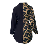 JODI™ – Elegant Asymmetrical Leopard Split Shirt Dress