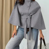 THELMA™ - Women’s Front Buckle Belted Wool Cape Coat for Fall & Winter