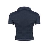NICOLE™ – Stylish Fitted Collared Short Sleeve Shirt