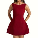 ELIZA™ – Boat Neck Fit and Flare Mini Dress