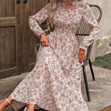 MOREN™ - Elegant Long Sleeve Floral Print A-Line Dress