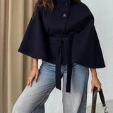 THELMA™ - Women’s Front Buckle Belted Wool Cape Coat for Fall & Winter