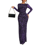 ELEANOR™ – Elegant Long Sleeve Leopard Print Dress