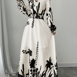 MOREN™ - Elegant Long Sleeve Floral Print A-Line Dress