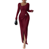 MONICA™ – Stylish Solid Color Twisted Long Dress