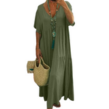 VIVIANI™ – Comfy V-Neck Casual Ruffle Boho Dress
