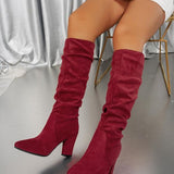 CAROLINE™ - Elegant Pleated Long Boots for Women Knee-High Thick Heel
