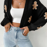 HEIDI™ - Open Front Knit Cardigan with Cartoon Print for Cozy Outfits