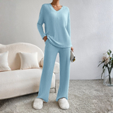 ENLINS™ - Casual Long Sleeve V-Neck Top and Pants Set