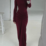 BETTY™ - Classy Ruched Long Sleeve Mock Bodycon Maxi Dress