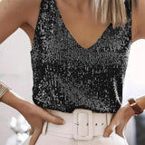 GRACE™ - Glitter Sequin V Neck Tank Top for Summer Nights