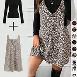 CRESSIDA™ – High Neck Top & Leopard Strap Skirt Two-Piece Set