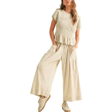 CHARLENE™ – Relaxed 2-Piece Smocked Top and Wide Leg Pants Set