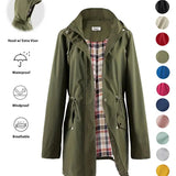 QING™ - Casual Drawstring Zip Up Hooded Trench Coat