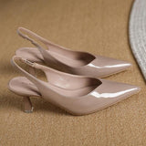 AMIRA™ - Women’s PU Leather Slingback Heels Simple Solid Color Pointed Toe Pumps