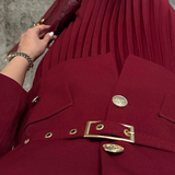EMILIE™ - Chic Belted Blazer & Pleated Skirt Set