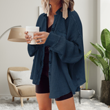 FAYE™ - Cozy Loose Fit Batwing Sleeve Button Down Jacket