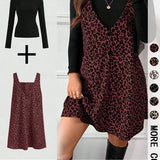 CRESSIDA™ – High Neck Top & Leopard Strap Skirt Two-Piece Set