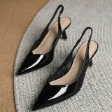 AMIRA™ - Women’s PU Leather Slingback Heels Simple Solid Color Pointed Toe Pumps